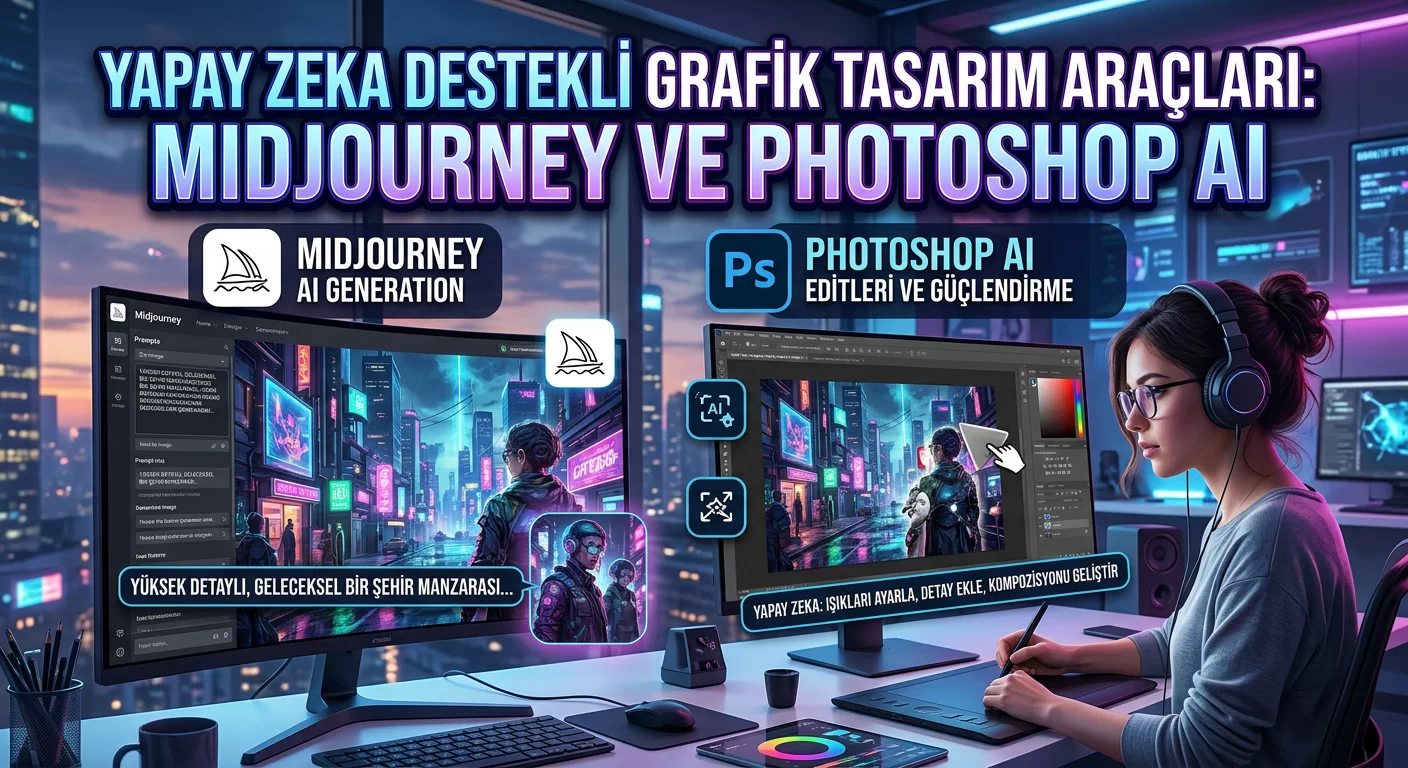 Yapay Zeka Destekli Grafik Tasarım Araçları Midjourney ve Photoshop AI