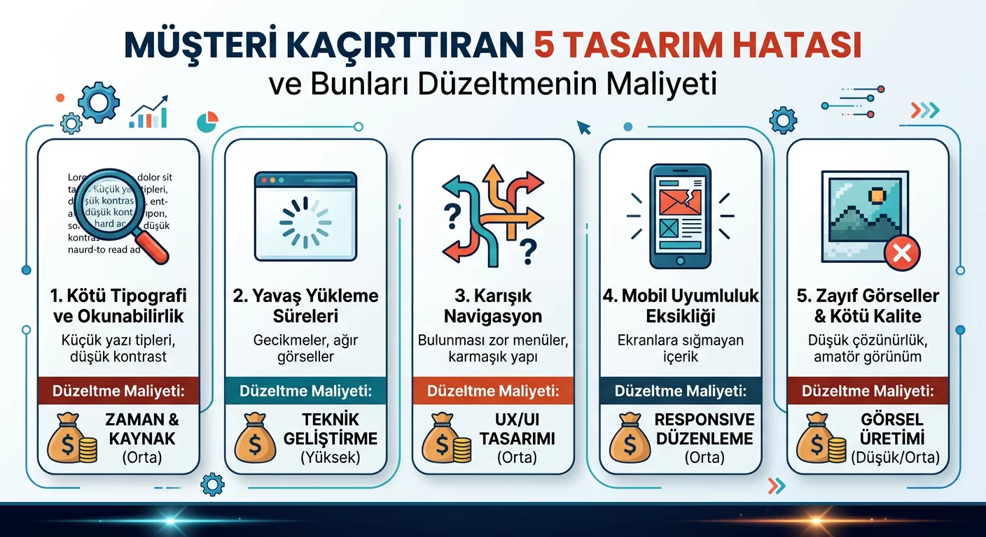 Müşteri Kaçırttıran 5 Tasarım Hatası ve Bunları Düzeltmenin Maliyeti