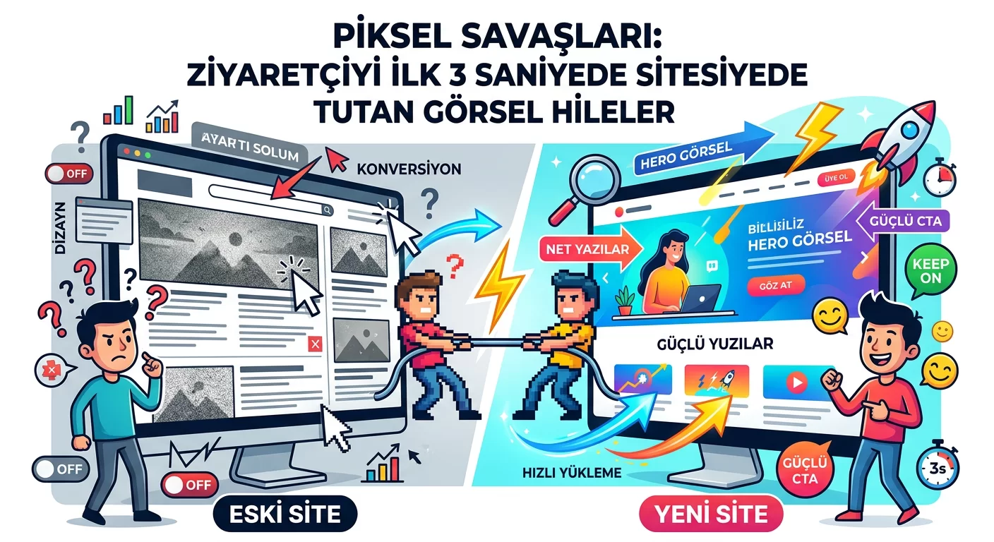 Piksel Savaşları: Ziyaretçiyi İlk 3 Saniyede Sitesinde Tutan Görsel Hileler
